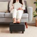 Small Foot Stool Under Desk Foot Stools Ottoman Footstool Foot Stools Small Footstools Foot Stool for Living Room Foot Rest 15" W x 12" D x 9.5" H Faux Leather Black