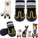 Dog Shoes for Hot Pavement,Dog Boots & Paw Protectors for Large Medium Size Dogs to Prevent Licking,Dog Booties with Reflective for Outdoor,Hiking,Hardwood Floors,Winter Snow(Black Yellow, Size6)