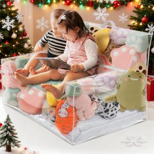 Stuffed Animal Storage Bean Bag Chair Sofa Cover Zipper Large Transparent PVC Stuffed Animal Organizer Bean Bag Seat Only for Organizing Rooms Plush Toys When Filled(38 Inch,Sofa Style)