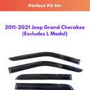 KPY Rain Guards Fit for 2011-2021 Jeep Grand Cherokee, Out-Channel Window Visors Vent Wind Deflectors 4PC, Car Accessories for 11-21 Grand Cherokee (Excludes L Model)