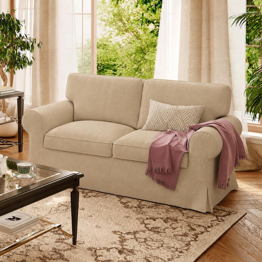 Ektorp Loveseat Sofa Cover Replacment Slipcover Designed for IKEA Ektorp Two Seater Sofa Slipcover,Couch Cover Not Include The Sofa Body,Khaki