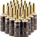 FosPower Banana Plugs 12 Pairs / 24 pcs, Closed Screw 24K Gold Plated Speaker Plug Connectors for Speaker Wire, Wall Plate, Home Theater, Audio/Video Receiver, Amplifiers and Sound Systems