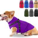 Fragralley Dog Coat with Harness Built in, Waterproof Windproof Reflective Warm Puffer Jacket, Fleece Lined Vest Winter Parka for Dogs​ L