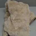 OstepDecor Faux Fur Couch Arm Covers, Fuzzy Soft Bubble Arm Chair Covers, Headrest Backrest Armrest Covers for Dogs Cats Pet Loveseat Recliner Leather L Shaped Sofa (2 Pack 35.4" x 35.4", Khaki)