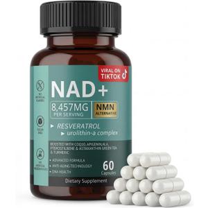 NAD Supplement with Resveratrol, NMN Supplement Alternative, NAD Plus Nicotinamide Riboside, Quercetin, CoQ10 for Support Cellular Energy & Vitality, Healthy Aging for Women & Men- 60 Capsules (EXP 01/17/28)