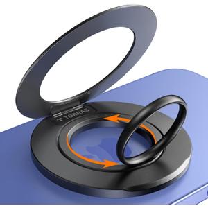 TORRAS Upgrade Gen2.0 (Dual-Ring) Fit for MagSafe Phone Grip Ring Holder, Kickstand Magnetic, Compatible with MagSafe Accessories for iPhone 16/15/14/13/12/11 Samsung, Google, Android, Matte Black