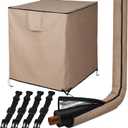 2 Pcs Khaki 32"x 30"x 30" Air Conditioner Covers for Outside, Ac and HVAC Line Cover Insulation Waterproof Heavy Duty Universal Air Conditioner Covers for Winter Outdoor Unit and Copper Pipe