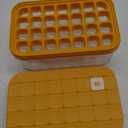 Brigii Ice Cube Tray with Lid&Bin, Ice Cube Mold with 56 Cubes, Stackable Ice Trays for Freezer with Easy-Release Silicone Bottom, for Drinks, Coffee, cocktail (Orange)