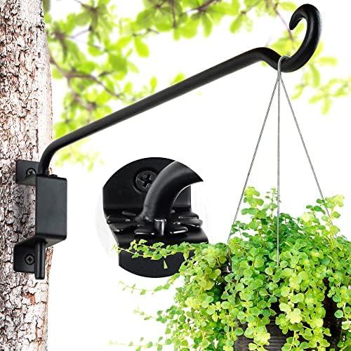 Qiang Ni Plant Hanger Outdoor: 16 Inch Bird Feeder Bracket for Garden Patio Decor - Swivel Adjustable Wall Mount Plant Hook for Hanging Flower Baskets