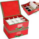 Chunful 2 Pcs Mug Storage Box with Adjustable Divider Christmas Holiday China Storage Organizer Holder for Coffee Mug Cup Christmas Container with Lid Handle Label Window for Moving Supplies, Hold 24