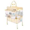 VEVOR Baby Changing Table, Adjustable Height Diaper Change Station with 2 Fabric Drawers, Side Basket and Hanging Rod, Foldable Changing Table with Lockable Wheels and 2 Star Toys, Light Beige