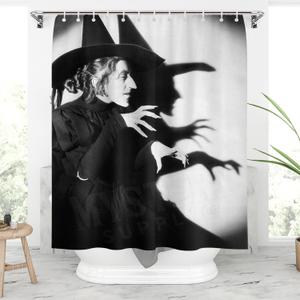 Western Wicked Witch Shower Curtain, Movie Photo Art Shower Curtain for Bathroom with 12 Hooks, Halloween Vintage Bathroom Decor, Waterproof Fabric Bath Curtain Decor,72 x 72 Inch