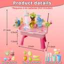 Water Table for Toddlers 1-3, Mini Water Table Toys with Pump for Kids Ages 4-8, 4-in-1 Play Sink with Running Water for Kids Outdoor Play, Kitchen Pretend Play(Pink)