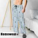 Mens Pajama Pants Soft Lightweight Lounge Sleep Pants, PJ Bottoms with Two Pockets (Blue, L)