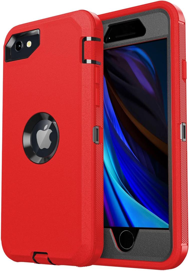 for iPhone SE Case 2022/2020,iPhone 8/7 [Shockproof] [Dropproof] [Dust-Proof] [Military Grade Drop Tested] with Non-Slip Removable iPhone SE 2022 Case 4.7 Inch-Red