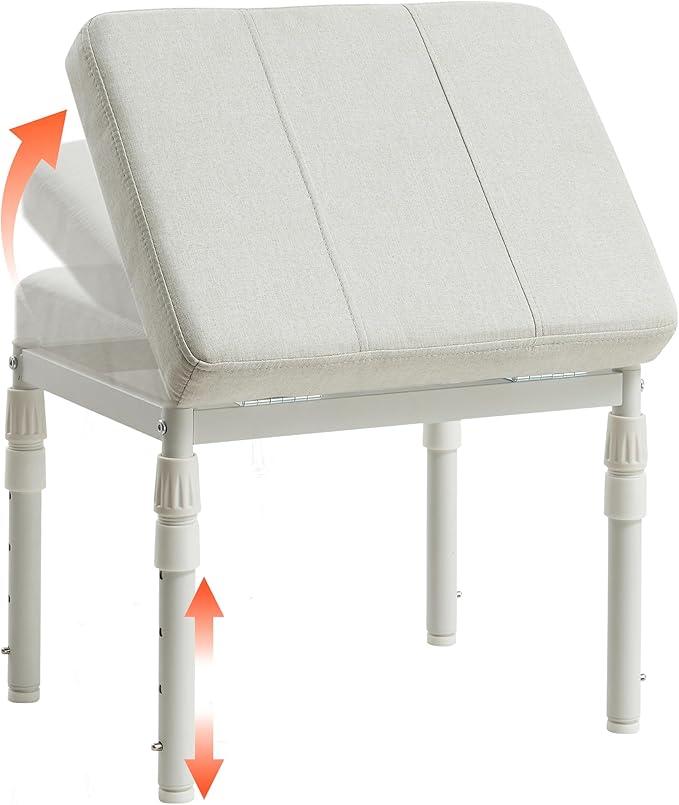 TIOPGHAD Adjustable Ottoman Pouf, 4 Height Position & 60 Degree Tilt Angle Adjustment Footrest Ottomans Footrest Foot Stools Pouffe Footstool for Under Desk for Living Room Home(Beige)