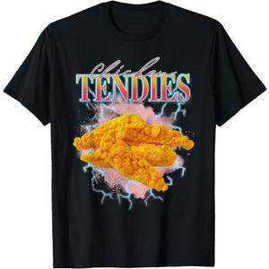 Chicken Tendies Heavy Metal World Tour Hardcore Music T-Shirt (Small, Black)