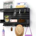 HYPOSFEE Key Holder for Wall - Stylish Wall Shelf with Hooks, 4 Rustic Key Hooks for Wooden Mail Organizer with Shelf, Perfect Entryway Storage for Keys, Letters & Small Items