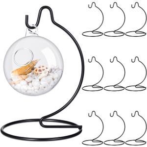 Tatuo 10 Pcs Ornament Display Stand Christmas Holder Hanger Stands Glass Ball Ornament Holder Metal Iron Hanging Hanger for Display Terrarium Air Plant Home Party Decoration