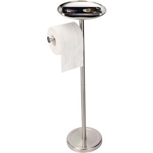 Tofix Freestanding Toilet Paper Holder with Shelf and Tray, Stainless Steel Base, Brushed Nickel