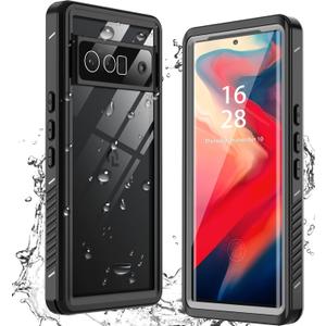 ANTSHARE Designed Google Pixel 6 Pro Case,Waterproof Shockproof Clear Protective Case with Built-in Screen Protector,Full Body Case Slim Cover for Pixel 6 Pro 6.7 Inches (Black/Clear)