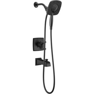 Delta Ashlyn 17 Series Matte Black Dual-Function Shower Faucet Set with In2ition 2-in-1 Dual Shower Head with HandHeld Spray Combo, Valve Trim Kit, Matte Black T17464-BL-I (Valve Not Included)