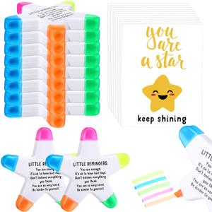 AmazingSpark 12 Sets Star Highlighters with Cards Gift Bags, Reminder