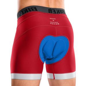 Bikewa Men's Cycling Underwear with Anti-Slip Leg Grips 4D Padded Bike Shorts MTB Liner for Bicycle Biking Riding (Medium, Red)