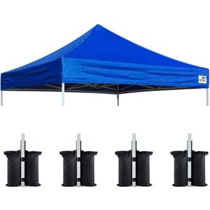 Eurmax USA New 10x10 Pop Up Canopy Replacement Canopy Tent Top Cover, Instant Canopy Top Cover ONLY, Choose 30 Colors,Bonus 4PC Pack Weight Bag (Blue)