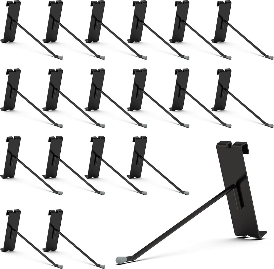 HUHOLE 50 Pack Gridwall Hooks 6 Inch Black Metal Display Hangers for Wire Grid Panel Heavy Duty Retail Store Fixtures, Garage Organizer, Craft Fair & Jewelry Rack (20lbs Capacity)