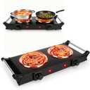 2000W Hot Plate Electric Stove, Portable Cooking Stove w/Cooling Handle, 5 Levels of Adjustable Temperature, Countertop Burners Dual Coil Burner for Home RV Camping, Fits All Cookware