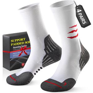 Crew Compression Socks for Men Women - Mild Support, Wicking Cushioned Compression Running Socks for Sport Basketball (White)