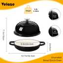 Velaze Enameled Cast Iron Dutch Oven for Bread Baking,5 QT Bread Oven Pot with Dome Lid for Crispy Artisan Bread & Bakery-Style Homemade Loaves(Black)