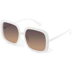 miyya Oversized Polarized Sunglasses Women, Trendy Retro Sun Glasses for Women 2025, Oversized Shades (White/Brown)