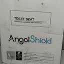 Angel Shield Marble Toilet Seat Durable Molded Wood with Quiet Close,Easy CleanQuick-Release Hinges (Round,Black Marble)