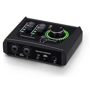 BOMGE mini 2 Channel USB Audio Interface for Recording, Streaming and Podcasting, with XLR/48V Phantom Power, Studio Quality Audio Interface for Guitarist, Vocalist, Podcaster or Producer