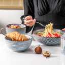 HVH 8.5 inch Large Pasta Bowls Set of 4, 46oz Big Salad Bowl Set of 4, Shallow Bowls, Ceramic Plates Set, Ceramic Bowls Set Microwave and Dishwasher Safe (Wabi sabi)