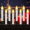Baquler 8 Pcs Christmas LED Window Candles with Sensor Dusk to Dawn Light Sensor 9.37 Inches Cordless Flameless Battery Taper Candles with Flickering Amber Flame for Xmas Home Decor(Black)