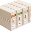 4 Pack Sheet Storage Organizer (King & Queen Size) with handle, Foldable Sheet Set Organizer for Linen Closet, Sheet Organizer for Blanket, Coverlet and Towel, Beige