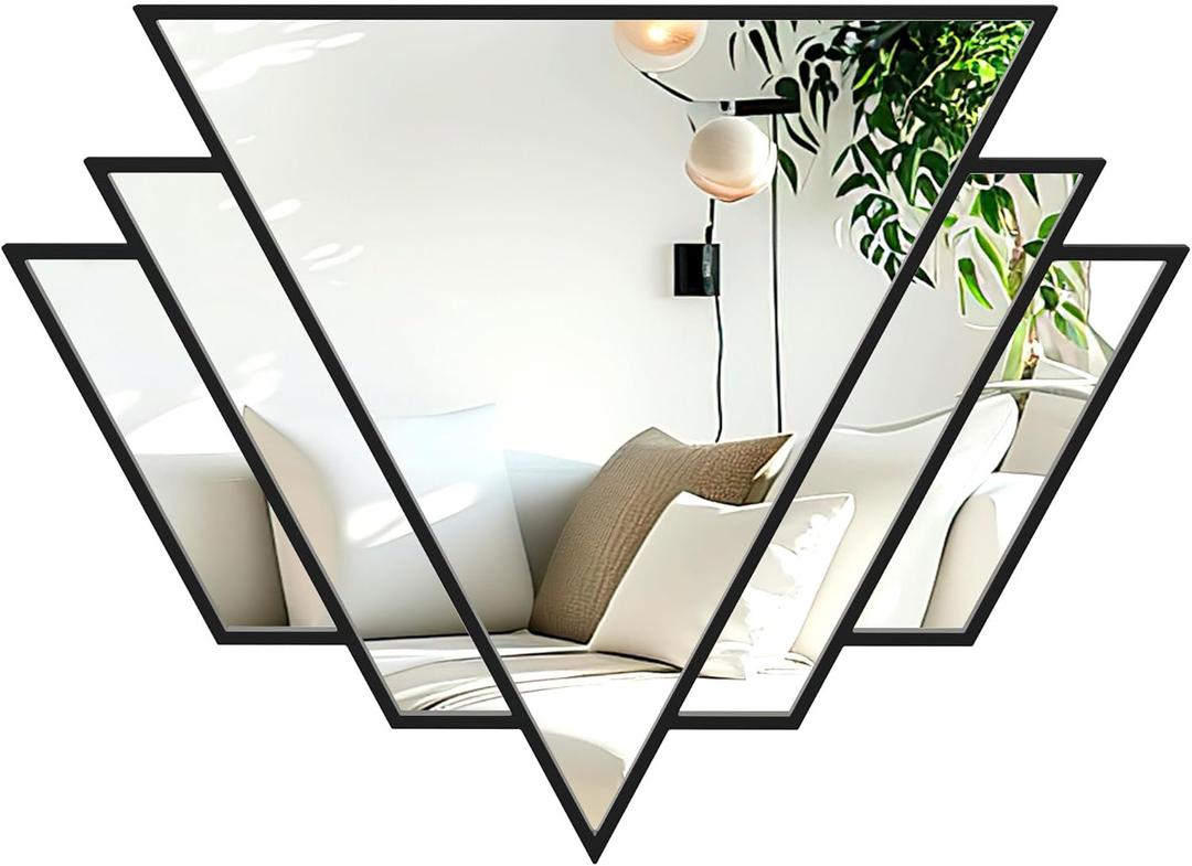 Black Triangle Decor Mirror,24x32Inch Farmhouse Wall Mirror,Modern Wall Mounted Mirrors,Metal Framed Vintage Ornate Art Mirror for Living Room Bedroom Fireplace Hallway