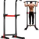 Wesfital Pull Up Bar Dip Bar Power Tower Workout Dip Station Height Adjustable Free Standing Chin Up Bar Home Gym Equipment 330LBS Weight Capacity (Black&Red)
