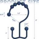 Titanker Shower Curtain Hooks Rings, Rust-Resistant Metal Double Glide Shower Hooks for Bathroom Shower Rods Curtains, Set of 12 Hooks - Navy Blue