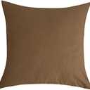 TangDepot Cotton Solid Throw Pillow Covers, 24"-24" , Light Coffee, 2 Count