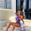 Women Sleeveless Bodycon 2Pcs Knitted Shorts Set Strap Crop Top Cami High Waist Shorts Summer Tracksuits Streetwear (S)