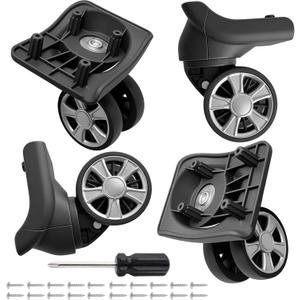 Luggage Wheels Replacement 4 Pack Heavy-Duty Suitcase Casters with 4 Screw Holes,360 Smooth Rolling Spinner Wheels for Luggage Repair(FW073)