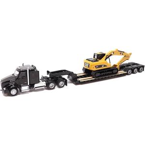 Diecast Masters | 1:87 Scale Kenworth T880s SBFS 40in-Sleeper Tandem Tractor with Lowboy Trailer and Cat 320D L Hydraulic Excavator | Model 84420