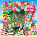 136Pcs Tropical Balloon Arch Garland Kit, Flamingo Luau Balloons of Hot Pink Rose Gold Fruit Green Blue & Palm Leaves for Tropical Party Decorations Hawaiian Aloha Birthday Wedding Decor