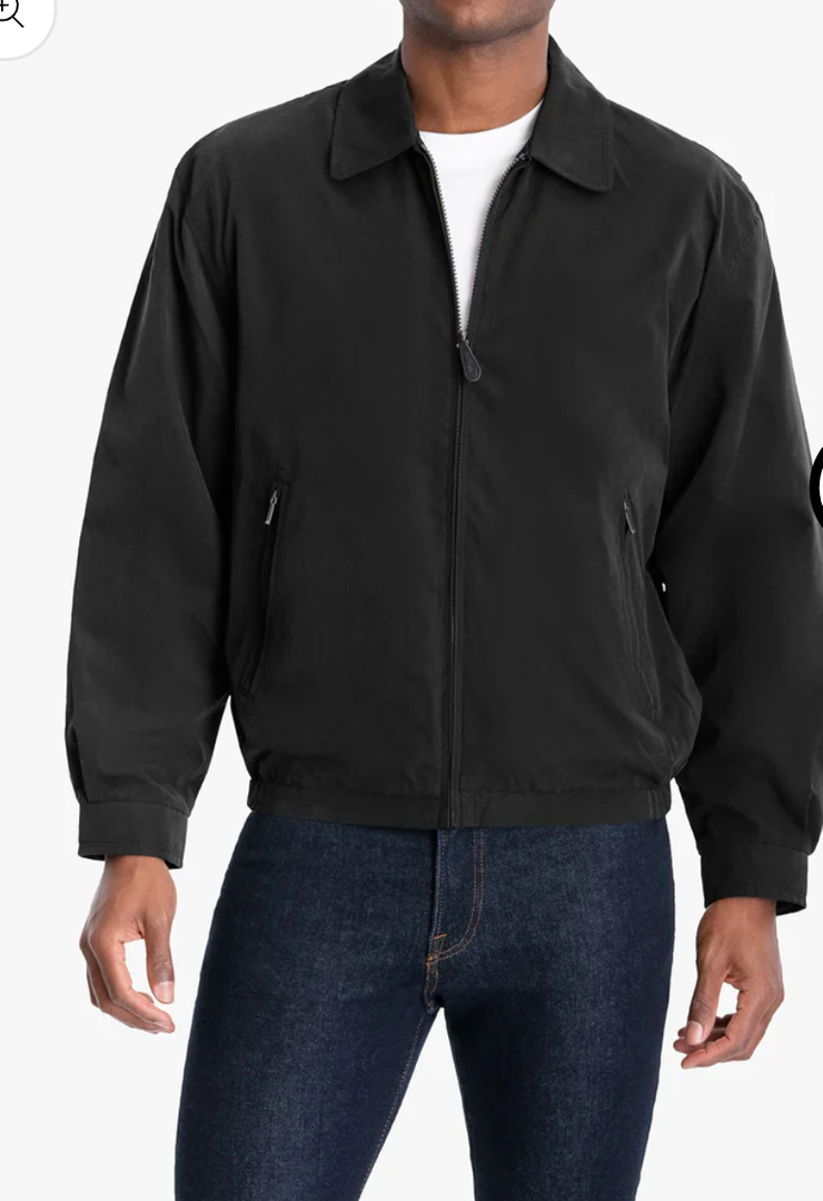 London Fog Mens Auburn Zip Front Golf Cotton Lightweight Jacket (XLT, Black) 