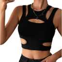 Milumia Women's Cut Out Front Tank Top Sleeveless Sexy Fitted Crop Tops (Black), S