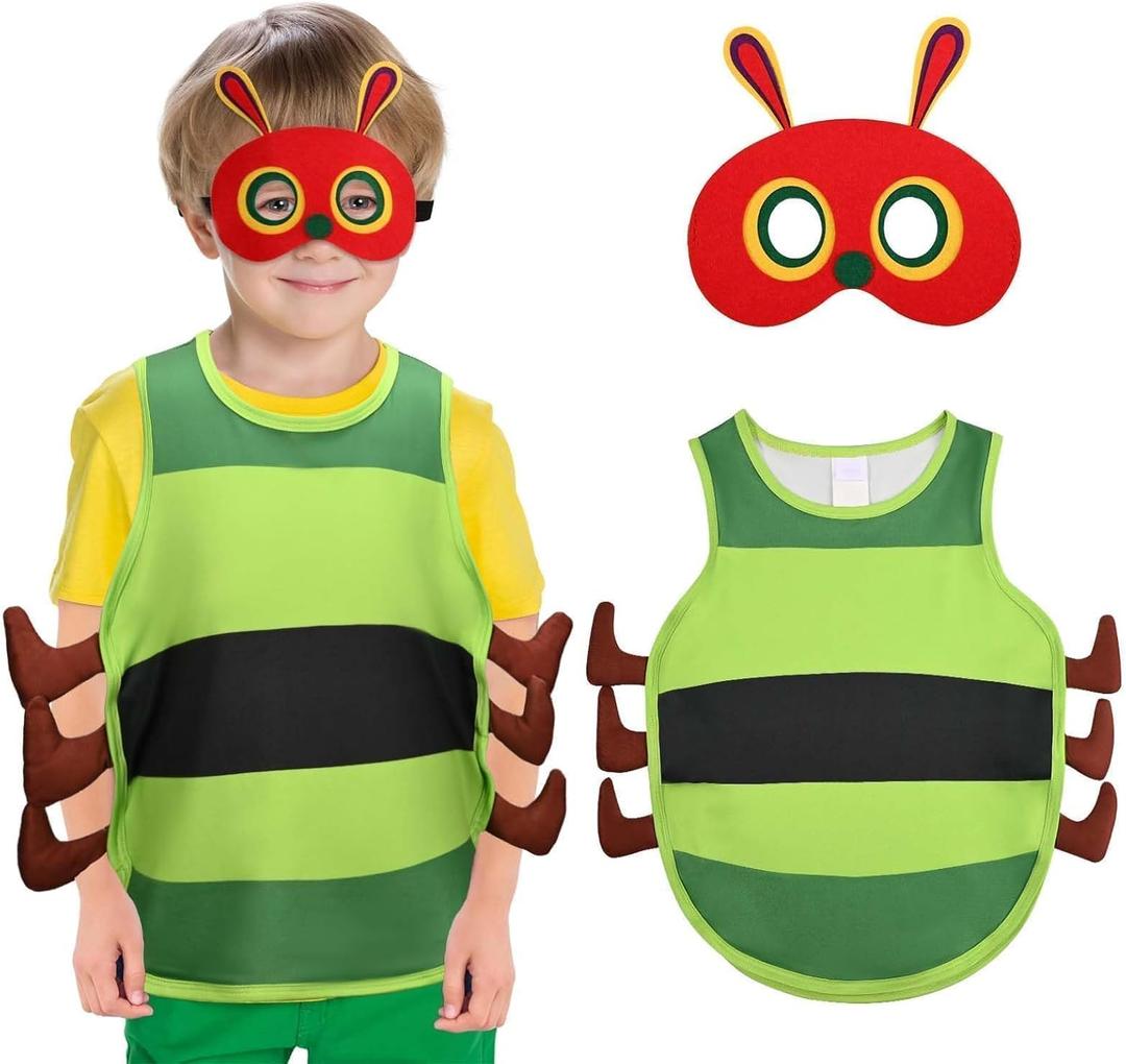 Caterpillar Costume Kit Book Character Costumes Include Caterpillar Tunic and Mask for Halloween Dress up (18-36 Months)